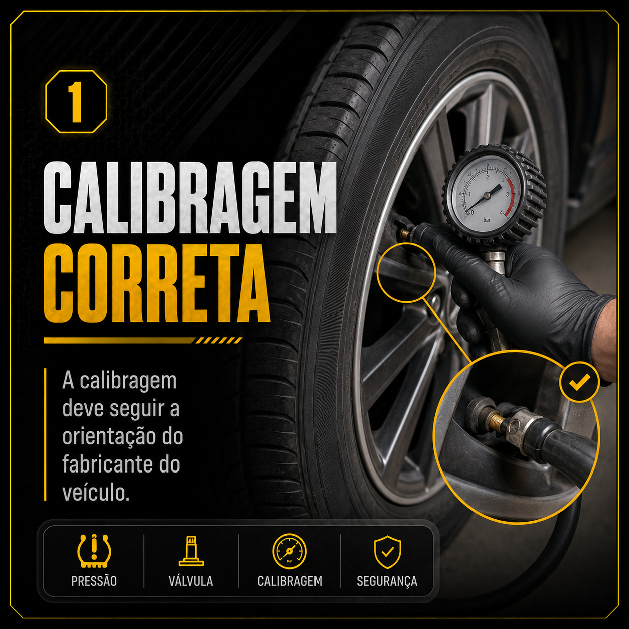 Informativo sobre calibragem correta dos pneus