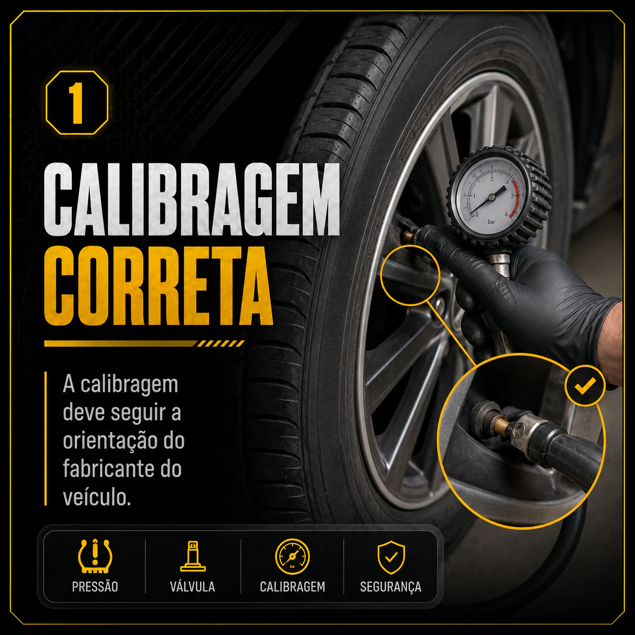 Informativo sobre calibragem correta dos pneus